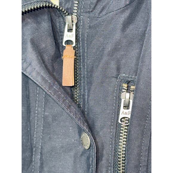 Abercrombie & Fitch Navy Blue Hooded Utility Anorak Rain Jacket Coat Womens Sz S - Picture 7 of 13